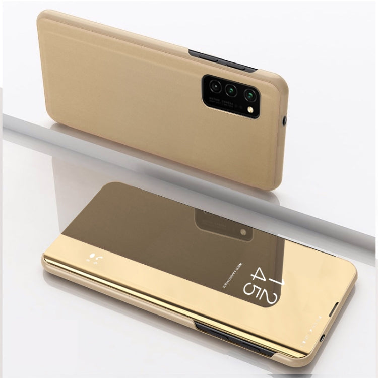 Gold Plated Mirror Leather Case for Samsung Galaxy S20 FE 5G with Horizontal Flip and Holder