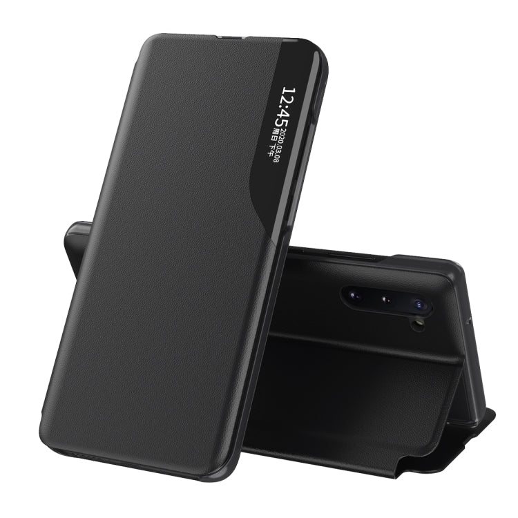 Samsung Galaxy Note 10 Plus Magnetic Shockproof Flip Leather Case with Holder (Black)