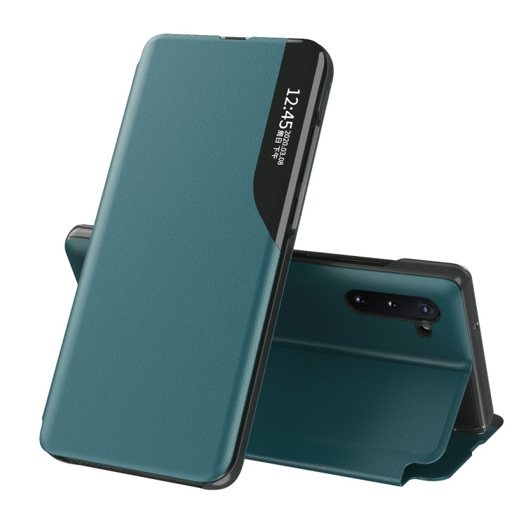 Magnetic Shockproof Green Leather Case for Samsung Galaxy Note 10 Plus with Side Display and Holder