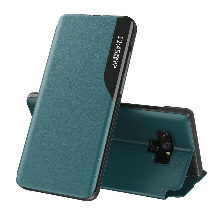 Green Magnetic Shockproof Leather Case for Samsung Galaxy Note 9 with Side Display