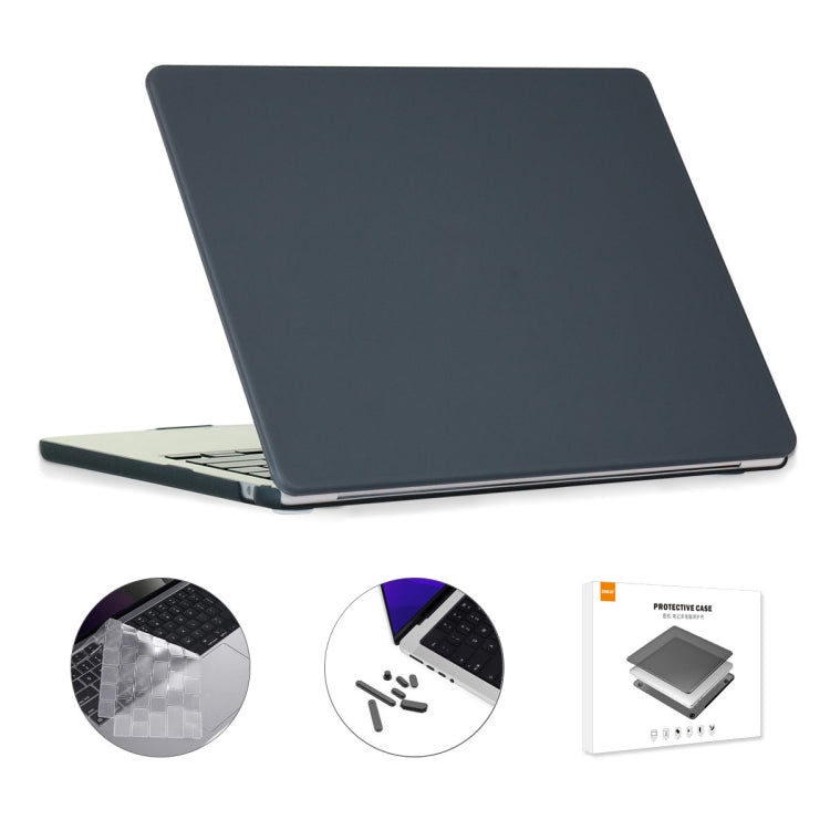 ENKAY 3 in 1 Matte Laptop Case for MacBook Air 13.6 2022 A2681 EU Version with TPU Keyboard Film / Anti-dust Plugs(Black)