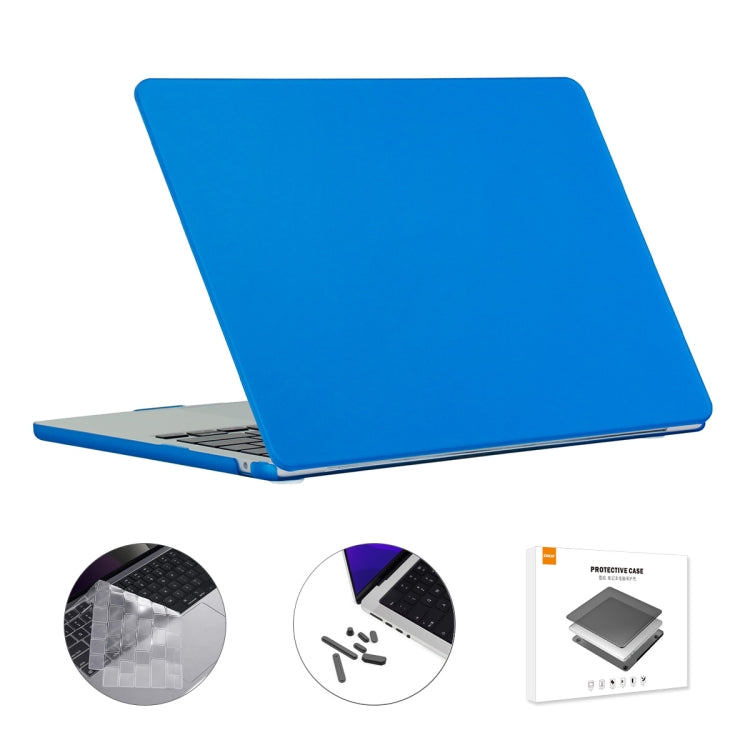 ENKAY 3 in 1 Matte Laptop Case with TPU Keyboard Film for MacBook Air 13.6 2022 A2681 EU Version (Dark Blue)
