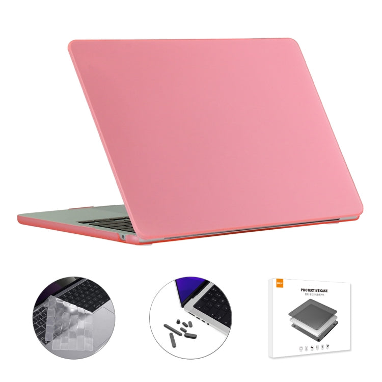 ENKAY 3 in 1 Matte Laptop Case for MacBook Air 13.6 2022 A2681 EU Version with TPU Keyboard Film / Anti-dust Plugs (Pink)