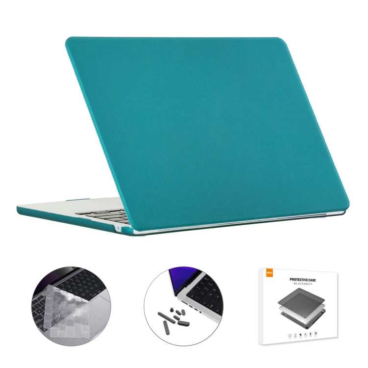 ENKAY 3 in 1 Matte Laptop Case for MacBook Air 13.6 2022 A2681 EU Version with TPU Keyboard Film and Anti-dust Plugs (Dark Cyan)