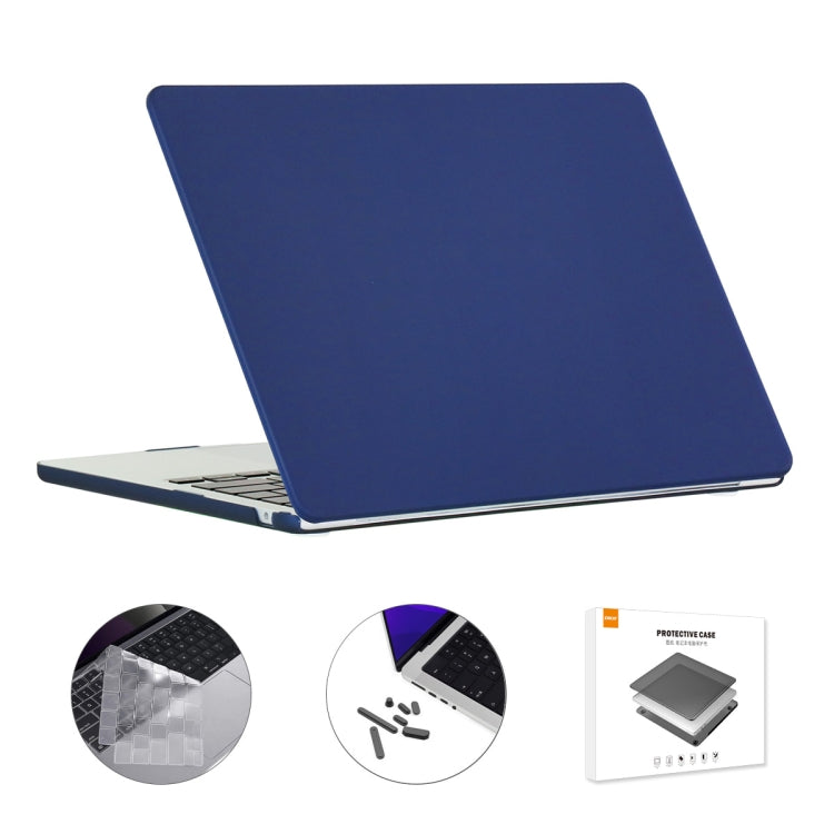 ENKAY 3 in 1 Matte Laptop Case for MacBook Air 13.6 2022 A2681 EU Version with TPU Keyboard Film / Anti-dust Plugs (Peony Blue)