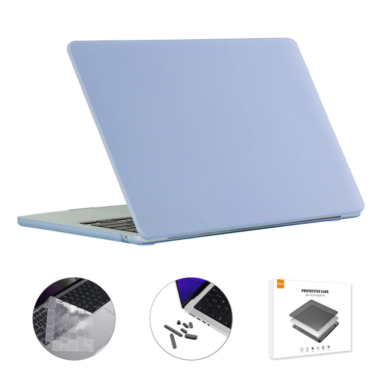 ENKAY 3 in 1 Matte Laptop Case for MacBook Air 13.6 2022 A2681 EU Version with TPU Keyboard Film/Anti-dust Plugs (Sierra Blue)