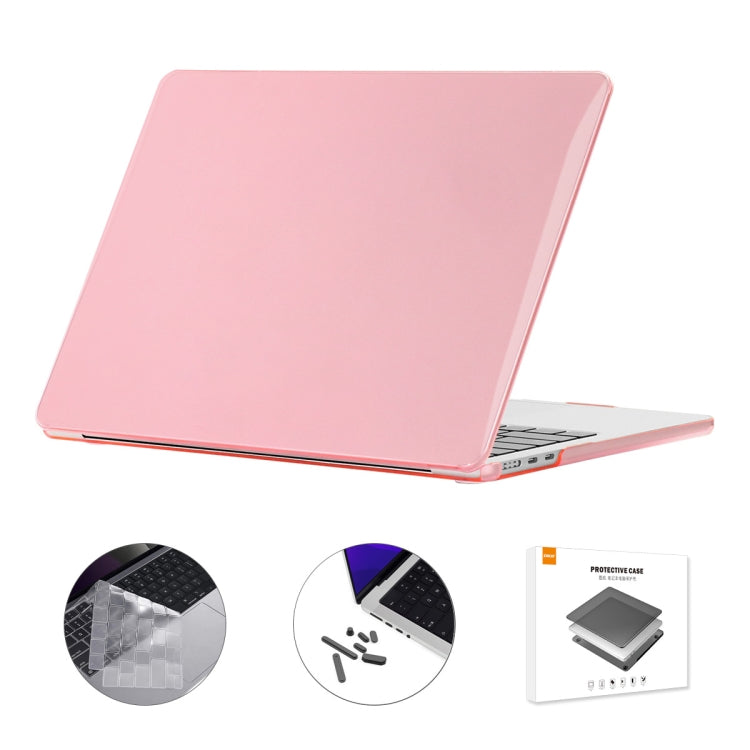 ENKAY 3 in 1 Crystal Laptop Case for MacBook Air 13.6 2022 A2681 EU Version (Pink)