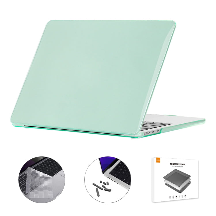 ENKAY 3 in 1 Crystal Laptop Case for MacBook Air 13.6 2022 A2681 EU Version with TPU Keyboard Film / Anti-dust Plugs (Green)