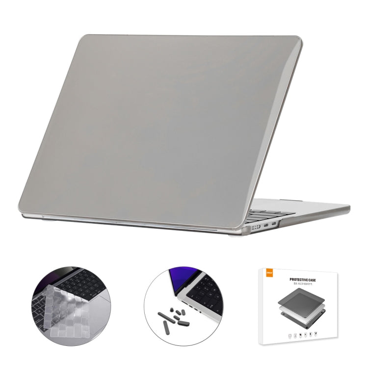 ENKAY 3 in 1 Crystal Laptop Case for MacBook Air 13.6 2022 A2681 EU Version with TPU Keyboard Film / Anti-dust Plugs (Grey)