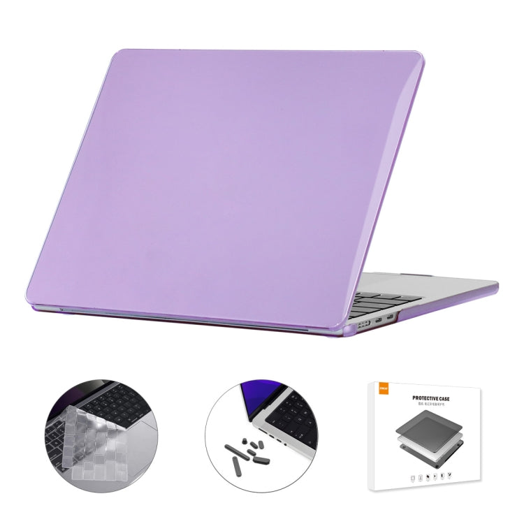 ENKAY 3 in 1 Crystal Laptop Case for MacBook Air 13.6 2022 A2681 EU Version with TPU Keyboard Film / Anti-dust Plugs (Light Purple)