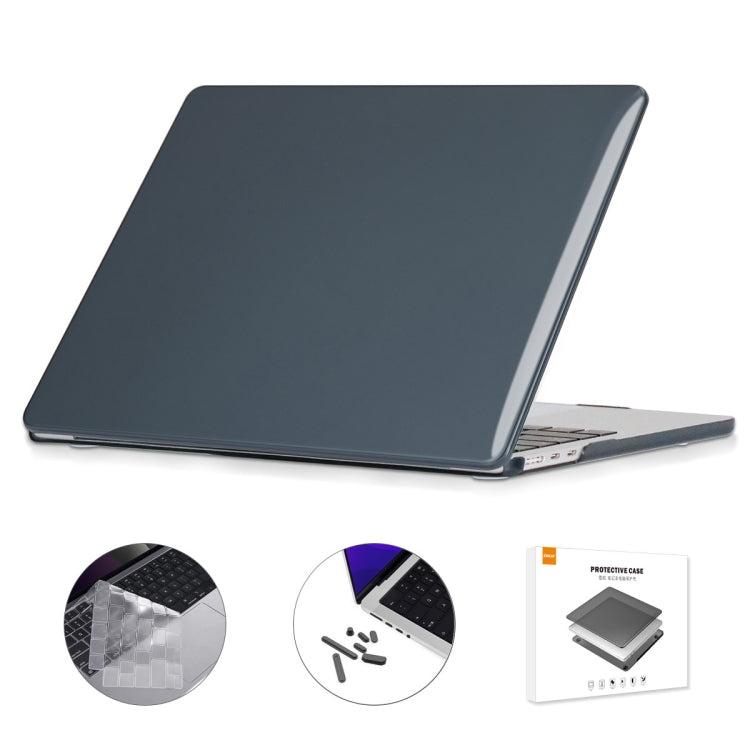 ENKAY 3 in 1 Crystal Laptop Case for MacBook Air 13.6 2022 A2681 US Version with TPU Keyboard Film / Anti-dust Plugs (Black)