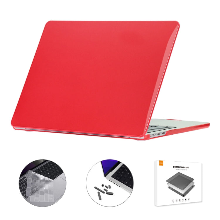 ENKAY 3 in 1 Crystal Laptop Case for MacBook Air 13.6 2022 A2681 US Version (Red)
