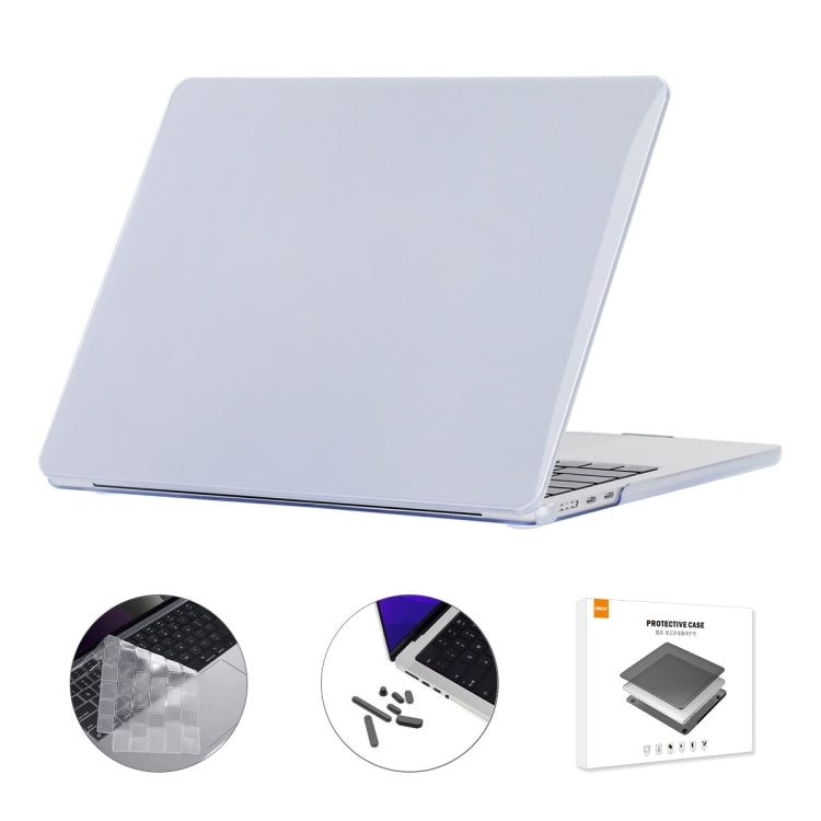 ENKAY 3 in 1 Crystal Laptop Case for MacBook Air 13.6 2022 A2681 US Version with TPU Keyboard Film and Anti-dust Plugs (Sierra Blue)