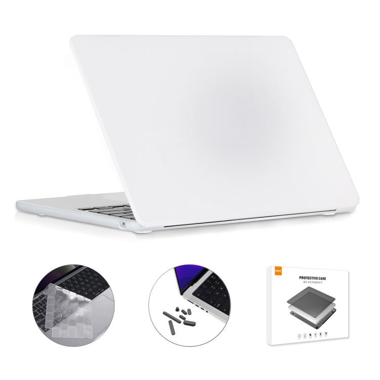 3-in-1 Matte Laptop Case for US Version MacBook Air 13.6 2022 A2681 with TPU Keyboard Film and Anti-dust Plugs (White) by ENKAY