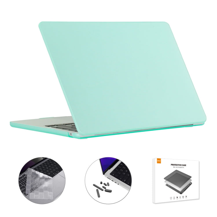 ENKAY 3 in 1 Matte Laptop Case for MacBook Air 13.6 2022 A2681 US Version with TPU Keyboard Film / Anti-dust Plugs (Green)