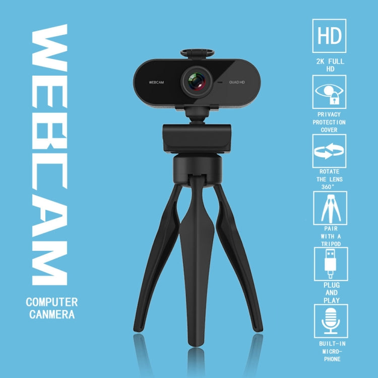 B1 2K Resolution Webcam with Mic & Tripod