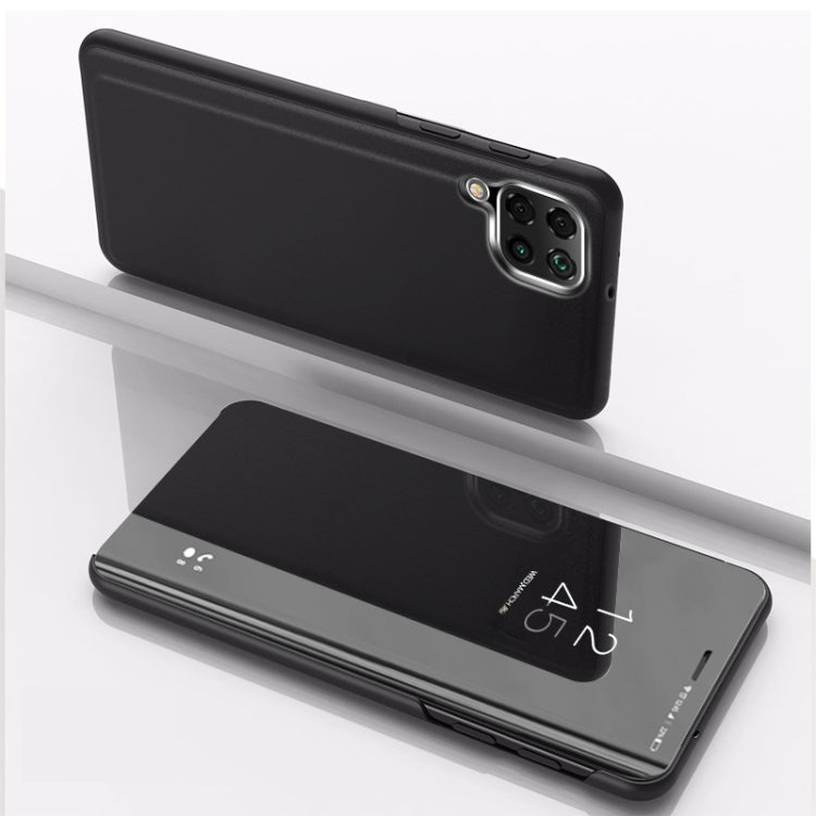 Samsung Galaxy A12 Leather Flip Case with Mirror Design and Stand (Black)