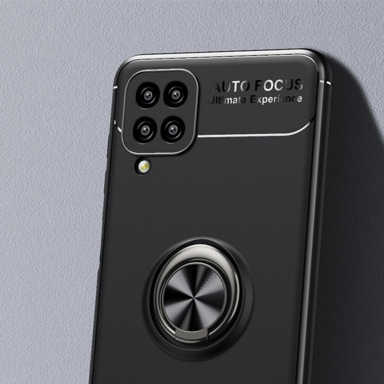 360 Degree Rotating TPU Case with Metal Ring Holder for Samsung Galaxy A12 (Black+Black)