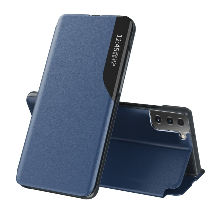 Samsung Galaxy S21+ 5G Shockproof Leather Case with Side Display (Blue)