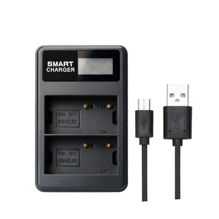 Smart LCD Display USB Dual-Channel Charger for Nikon EN-EL3E/EL3