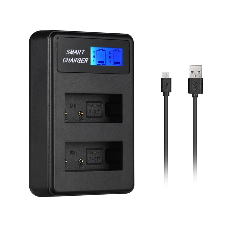 Smart LCD Display USB Dual-Channel Charger for Canon LP-E17