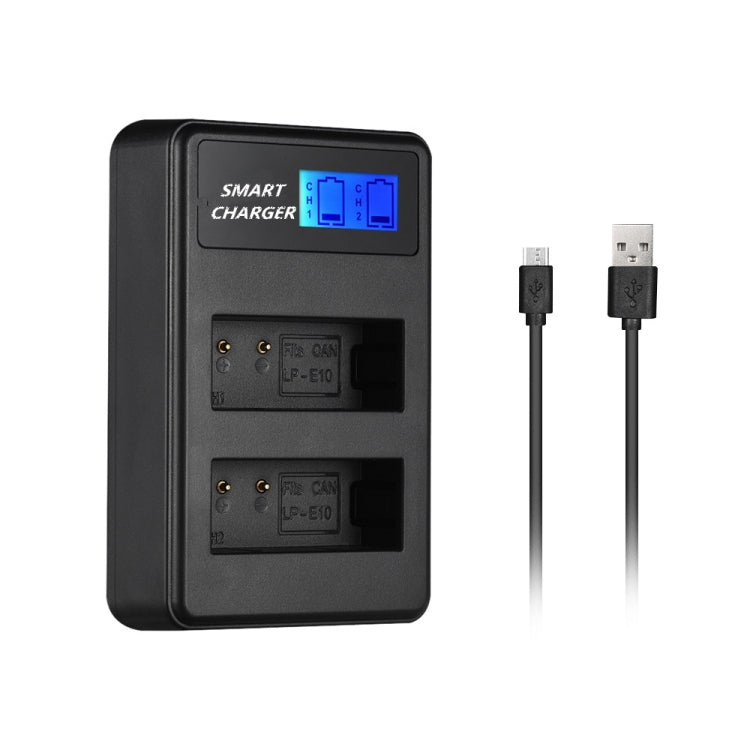 Dual-Channel Smart LCD Display USB Charger for Canon LP-E10