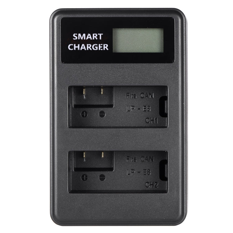 Smart LCD Display Dual-Channel USB Charger for Canon LP-E8 Batteries