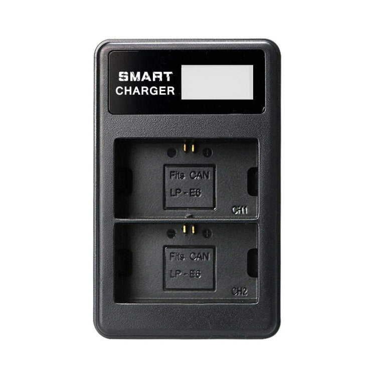 Dual-Channel USB Charger with Smart LCD Display for Canon LP-E6 Batteries