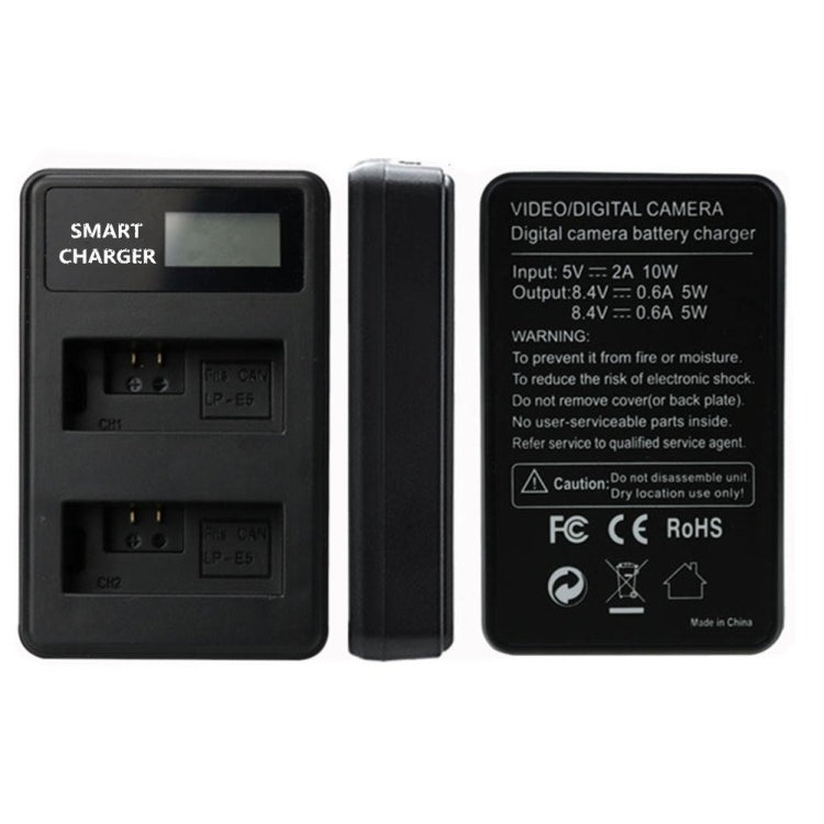 Canon LP-E5 Dual-Channel USB Charger with Smart LCD Display