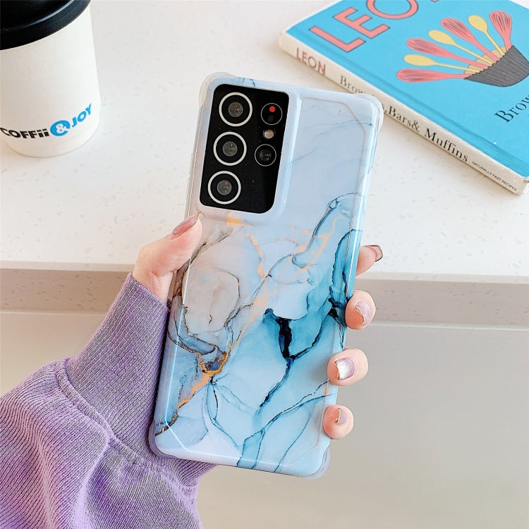 Orange Blue LD4 Marble IMD Phone Back Cover Case for Samsung Galaxy S21 Ultra 5G