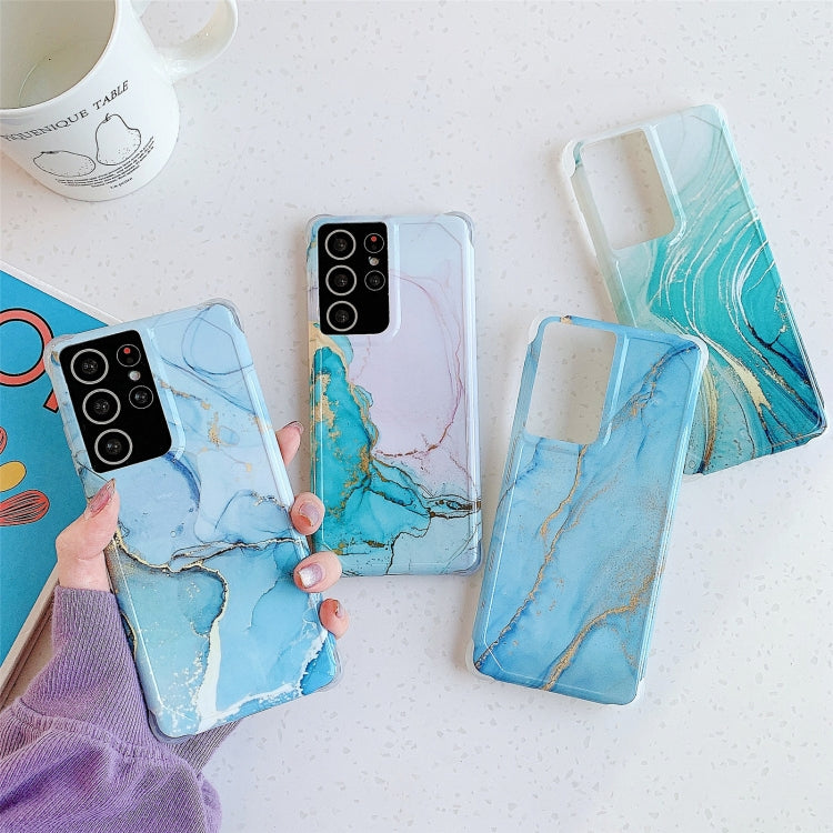 Orange Blue LD4 Marble IMD Phone Back Cover Case for Samsung Galaxy S21 Ultra 5G