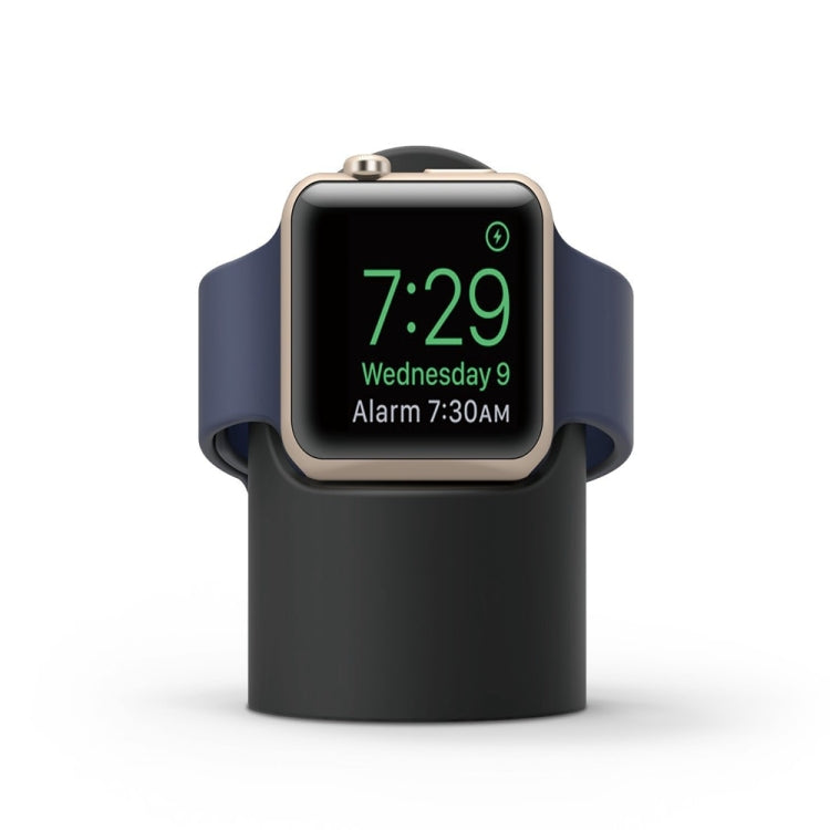Retro Round Base Silicone Bracket for Apple Watch in Black