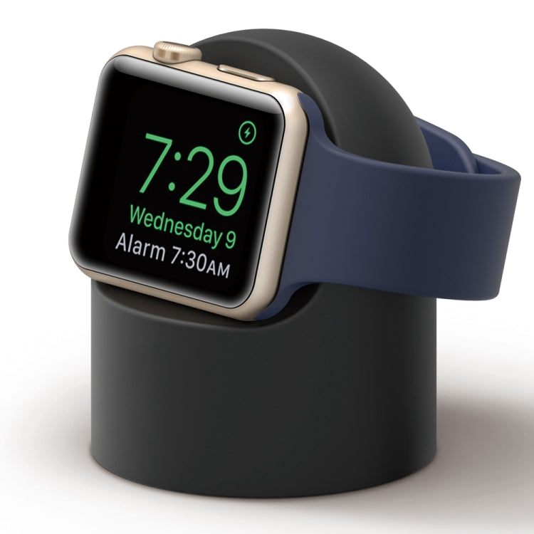 Retro Round Base Silicone Bracket for Apple Watch in Black