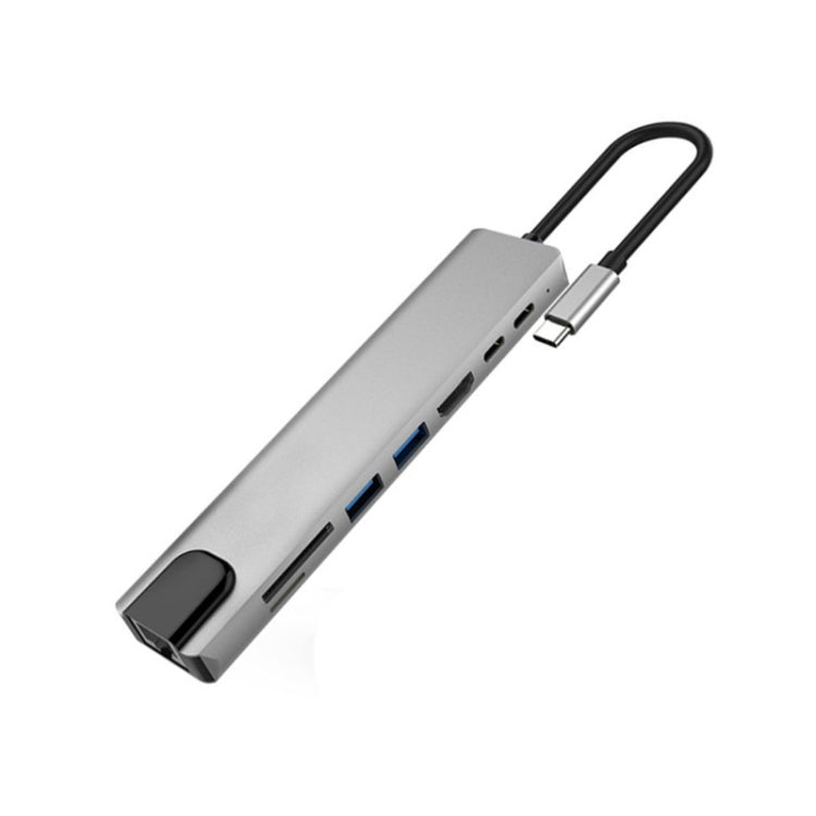 Aluminum 8-in-1 Multi HD USB 3.0 USB-C Hub Adapter for MacBook Pro Air