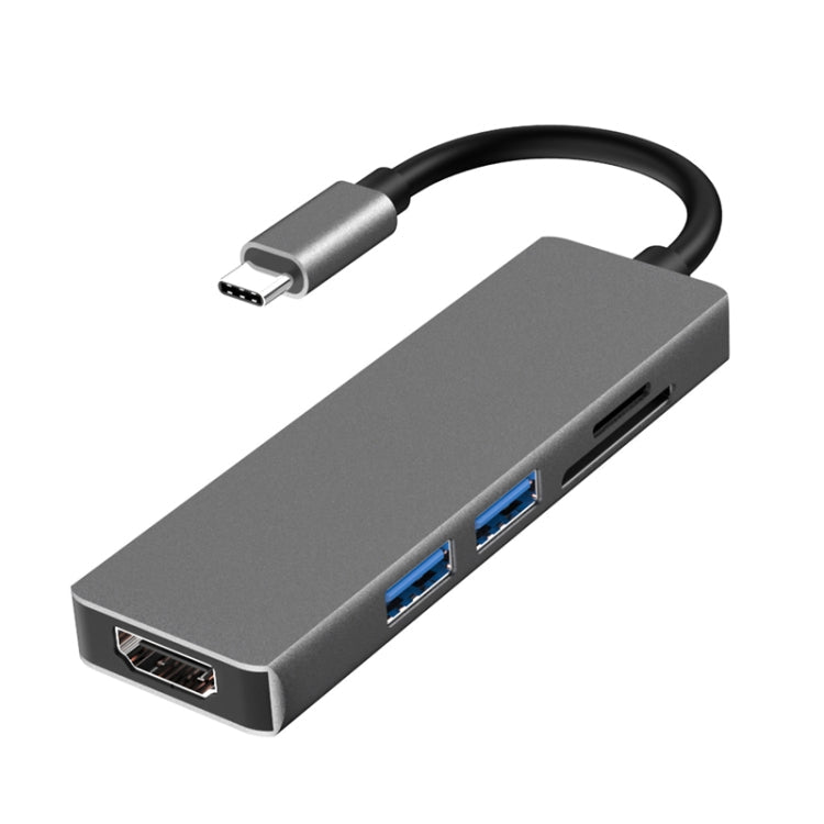 Versatile 5-in-1 USB-C Hub Adapter with HDMI, 2 x USB 3.0, and SD/TF Card Slots