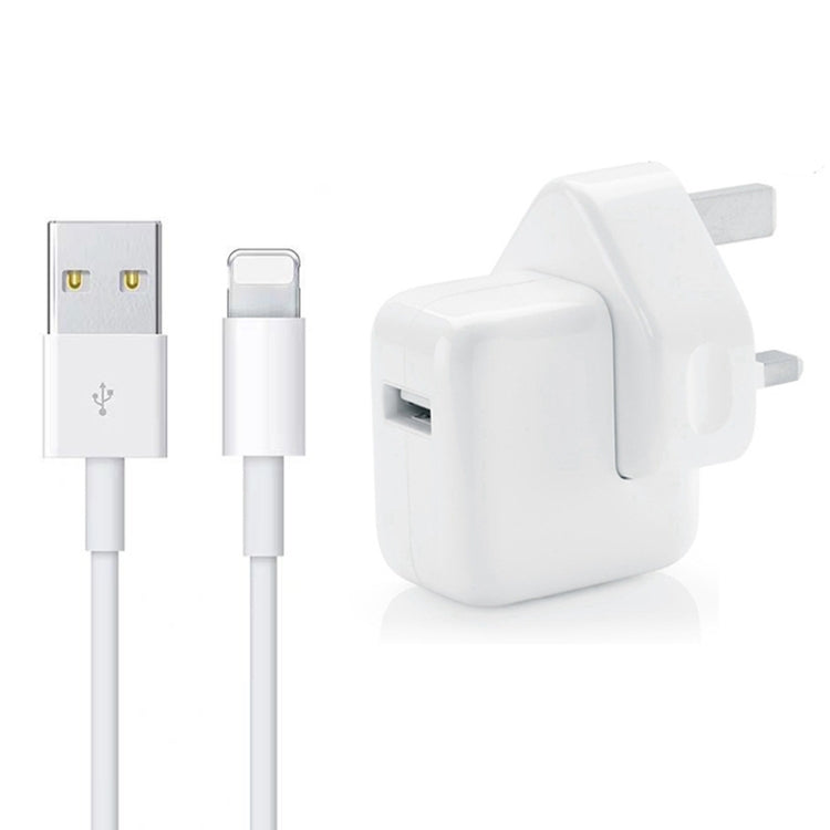 12W USB Charger with UK Plug and 8 Pin Data Cable for iPad / iPhone / iPod Series