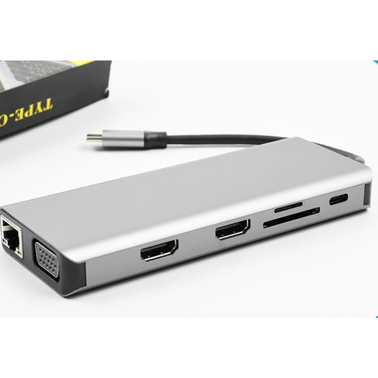 WS-04 12-in-1 Type-C Notebook Multi-function Docking Station with Triple Display Support