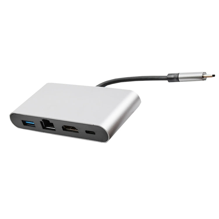 Type-C 4-in-1 Multifunctional Docking Station with RJ45, HDMI, USB3.0, and PD Fast Charge