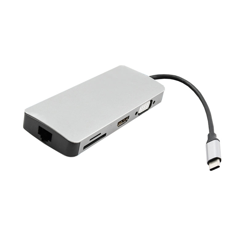 9-in-1 Type-C Adapter with RJ45, VGA, PD, HDMI, SD, TF, Audio 3.5mm, and 2 x USB3.0 HUB