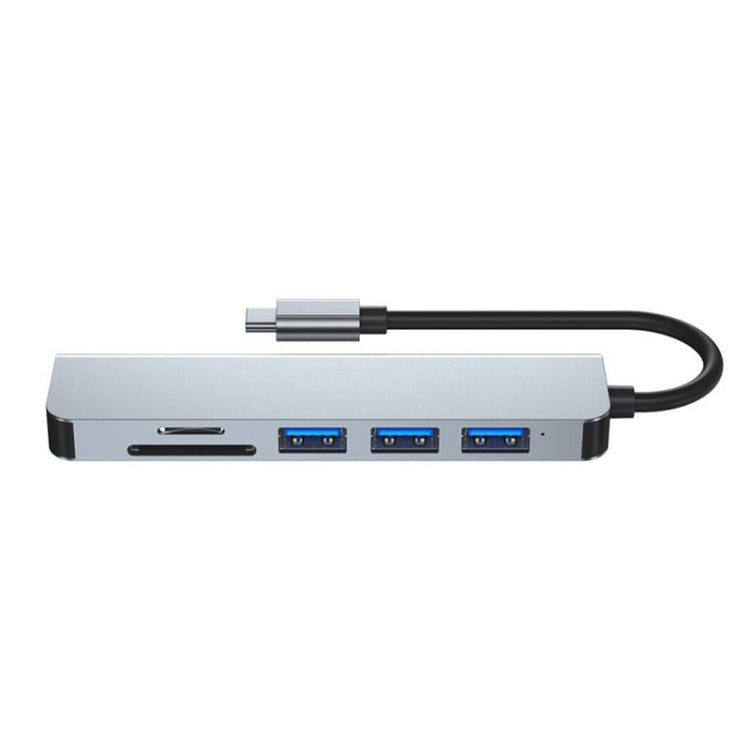 6-in-1 Compact Type C Docking Station with HDMI, USB Ports, and SD/TF Slot