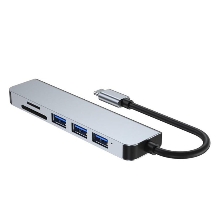 6-in-1 Compact Type C Docking Station with HDMI, USB Ports, and SD/TF Slot