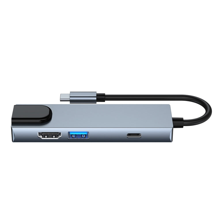 6-in-1 Type-C Adapter with HDMI, RJ45, SD/TF, PD, and USB Ports