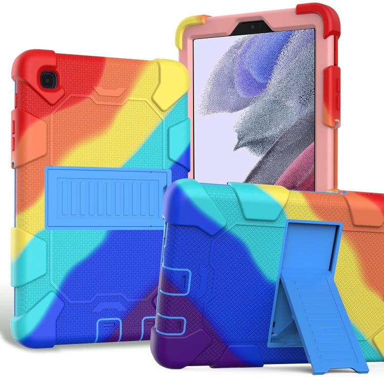 Two-Tone Robot Shockproof Protective Case with Stand for Samsung Galaxy Tab A7 Lite T220/T225 (Rainbow+Blue)