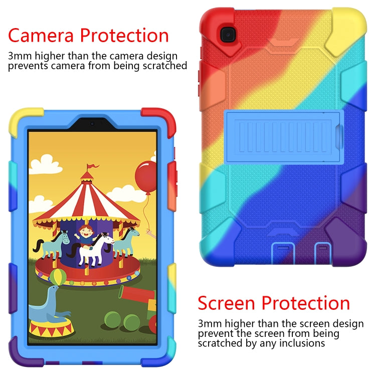 Two-Tone Robot Shockproof Protective Case with Stand for Samsung Galaxy Tab A7 Lite T220/T225 (Rainbow+Blue)