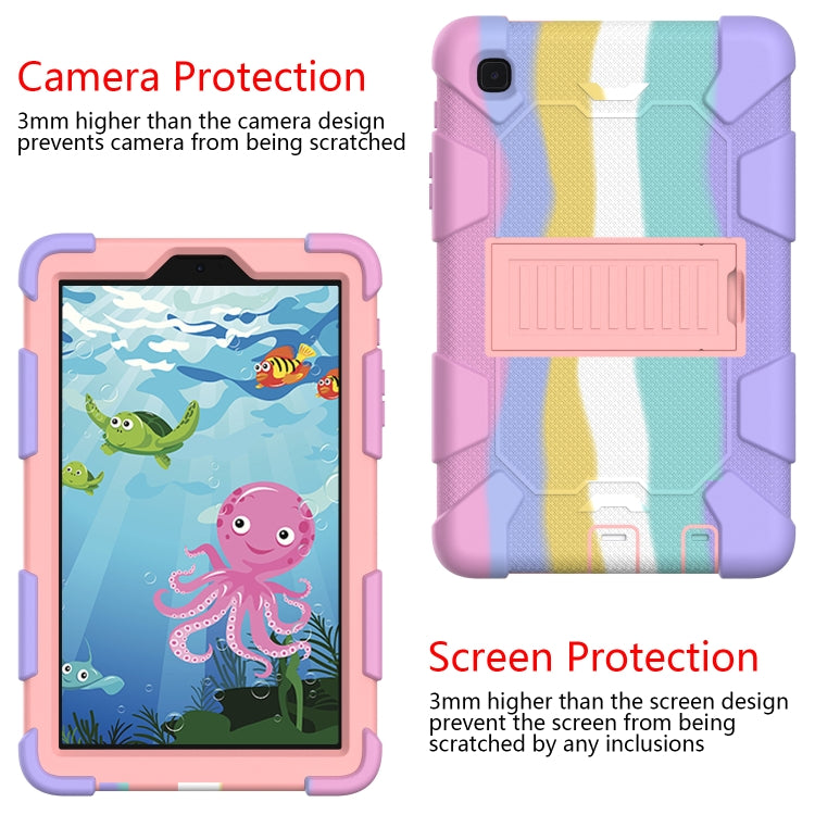 Two-Tone Robot Shockproof Silicone & PC Case with Stand for Samsung Galaxy Tab A7 Lite (Rainbow+Rose Gold)