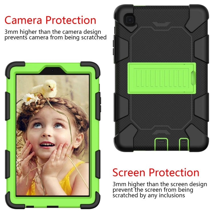 Black and Green Robot Shockproof Silicone + PC Protective Case for Samsung Galaxy Tab A7 Lite with Holder