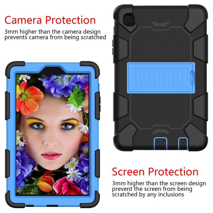 Two-Tone Shockproof Silicone + PC Protective Case for Samsung Galaxy Tab A7 Lite with Holder (Black+Blue)