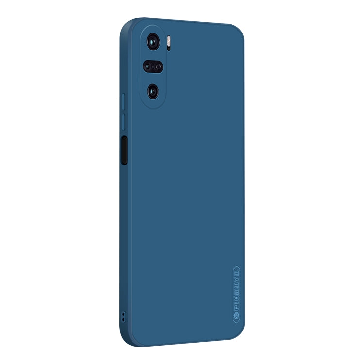 PINWUYO Touching Series Liquid Silicone TPU Shockproof Case for Xiaomi Redmi K40 / K40 Pro / K40 Pro+/Poco F3/ Mi 11i / Mi 11X (Blue)