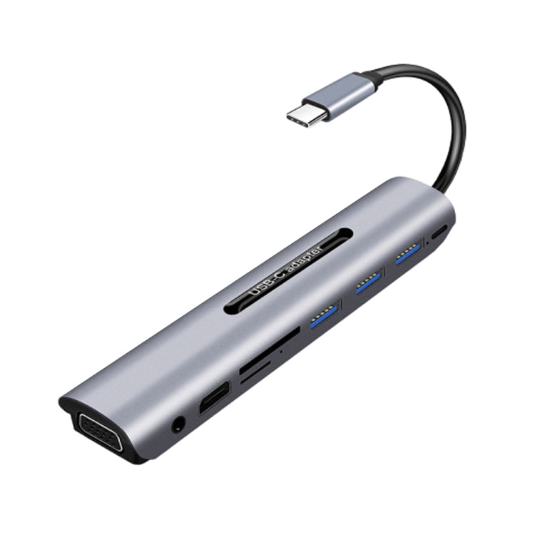 V161B 9-in-1 Type-C Hub with HD, VGA, USB3.0, SD, 3.5mm Audio, TF Card Reader