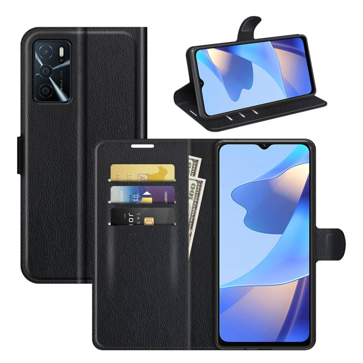 OPPO A16 Black Horizontal Flip Protective Case with Holder & Wallet